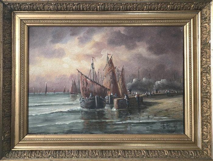 Franse school (XX) - Le port, Antiek en Kunst, Kunst | Schilderijen | Klassiek