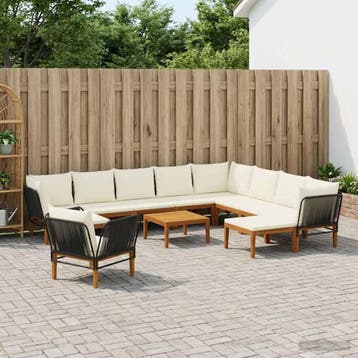 vidaXL 12 st Massief acaciahout & touw Naturel, Verzenden