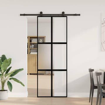 vidaXL Schuifdeur met beslag 76x205 cm gehard glas en, Doe-het-zelf en Bouw, Verzenden, Nieuw
