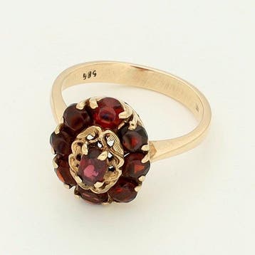 Ring - 14 karaat Geel goud - Granaat, Nieuw