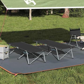 vidaXL Opvouwbaar Campingbed 2 st Zwart 194 x 62,5 x 42,5 cm, Verzenden, Nieuw