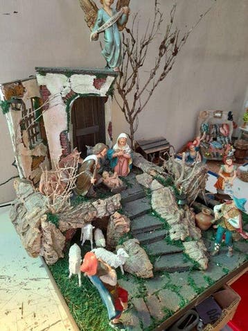 Kerststal - Hout, Papier