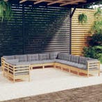 vidaXL 11-delige Loungeset met grijze kussens massief, Verzenden, Nieuw, Loungeset