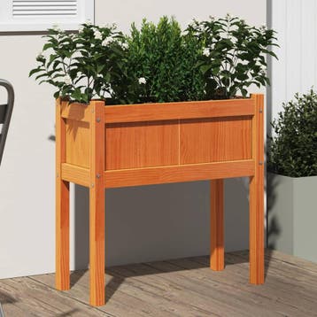 vidaXL Plantenbak met poten 70x31x70 cm grenenhout wasbruin, Verzenden, Nieuw