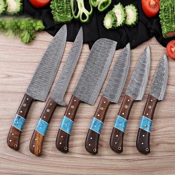 Handmade Kitchen Knife Set With Leather Bag Included -