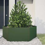 vidaXL Plantenbak zeshoek 138x120x45 cm staal olijfgroen, Verzenden