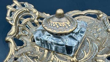Inktpot - Art Nouveau con frasco de cristal tallado original