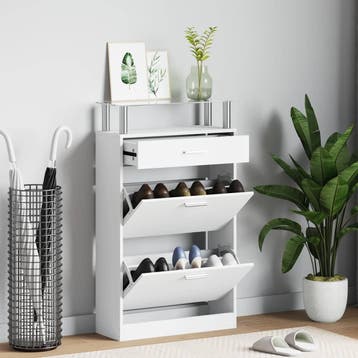 vidaXL Schoenenkast met lade en glazen schap wit hout, Verzenden