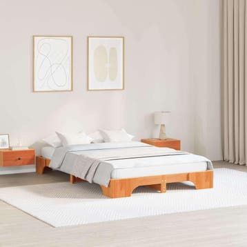 vidaXL Bedframe Wasbruin 140 x 190 cm Massief grenenhout, Verzenden, Nieuw