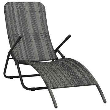 vidaXL Ligbed inklapbaar poly rattan grijs, Verzenden