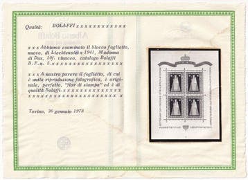 Liechtenstein 1941 - Madonna di Dux, zegelblad van 4 waarden, Gestempeld