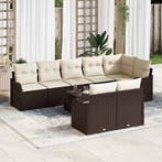 vidaXL Tuinbank Set met kussen 9 pcs Bruin en wit Poly, Verzenden