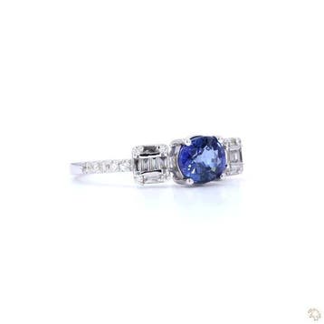 Ring - 18 karaat Witgoud - 1.44ct. tw. Saffier - Diamant, Nieuw