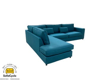 Hoekzetel blauw in stof, hoek L – overstock, Huis en Inrichting, Verzenden, Nieuw