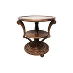 Tafel - Ronde eikenhouten bijzettafel met een onderste plank