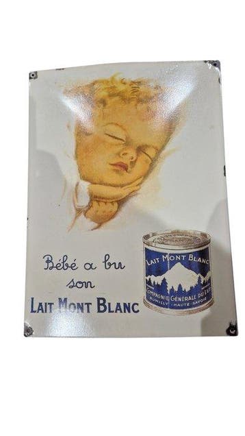 Geëmailleerd - Mont Blanc-melk en anderen - Emaille plaat, Antiek en Kunst