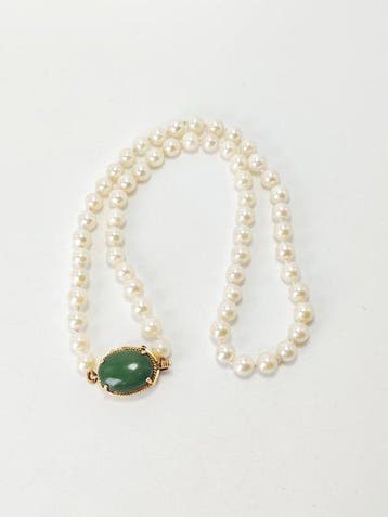 Sans prix de réserve - Collier - 14 carats Or jaune Jade -