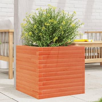 vidaXL Plantenbak 50x50x45,5 cm massief grenenhout wasbruin, Verzenden, Nieuw
