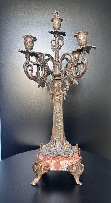 Kandelaber Franse Art Nouveau 4-licht kandelaar - circa 1900, Antiek en Kunst
