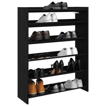 vidaXL Schoenenrek 80x25x100 cm bewerkt hout zwart, Verzenden, Nieuw