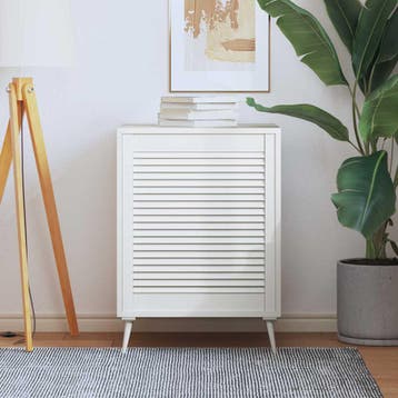 vidaXL Kastdeur met lamellen 69x59,4 cm massief grenenhout, Verzenden