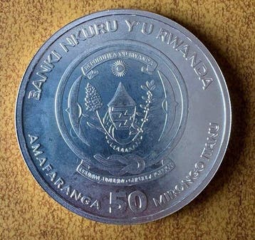 Rwanda. 50 Amafaranga 2021 Okapi, 1 Oz (Zonder