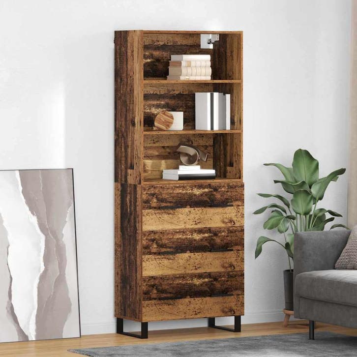 vidaXL Highboard 2 st Oudhout 69,5 x 34 x 180 cm Bewerkt, Huis en Inrichting, Kasten | Dressoirs, Nieuw, Verzenden