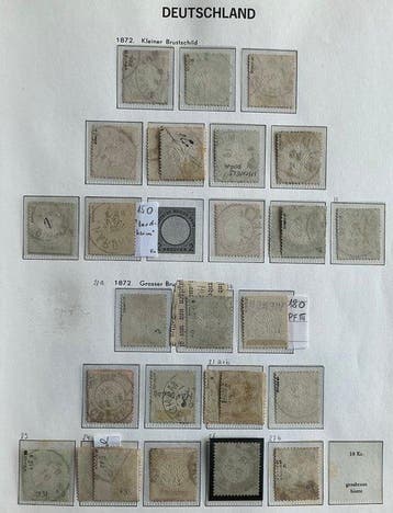 Duitse Reich 1872/1874 - Gevorderde verzameling met, Postzegels en Munten, Gestempeld