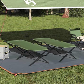 vidaXL Opvouwbaar Campingbed 2 st Groen 210 x 80 x 46 cm, Verzenden