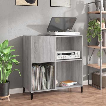 vidaXL Platenkast 84,5x38x89 cm bewerkt hout grijs sonoma, Verzenden