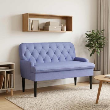 vidaXL Lovingseat met knoopge tuft Jeans Blauw 111 x 68 x 80, Verzenden, Nieuw