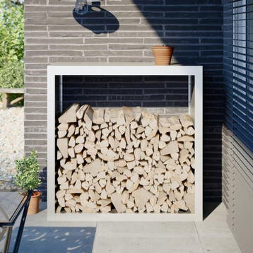 vidaXL Haardhoutrek 100x40x100 cm staal wit, Verzenden