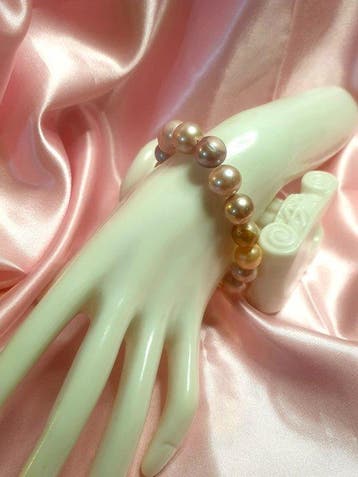 Perles Edison naturelles de 10 à 12 mm - Bracelet
