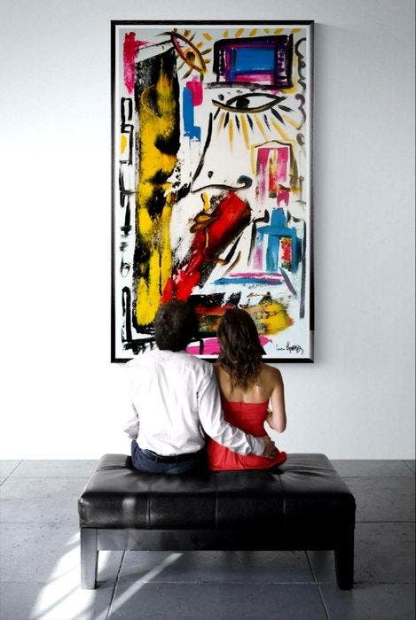 Luc Mora - Miss abstract yellow lips - XXL, Antiek en Kunst, Kunst | Designobjecten