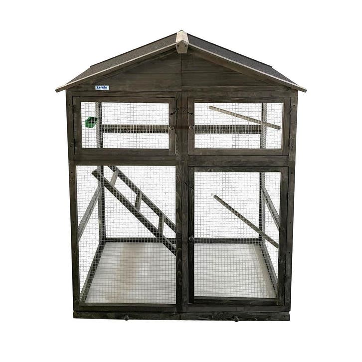 Lendo Online Volière 115x58x164 cm Grijs Vurenhout, Dieren en Toebehoren, Vogels | Hokken en Kooien, Nieuw, Verzenden