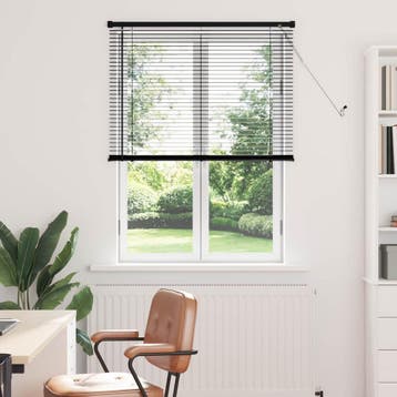 vidaXL Venetiaanse jaloezie Zwart 150 x 70 cm 25 mm PVC, Verzenden