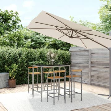 vidaXL 5-delige Tuinbarset poly rattan en massief acaciahout, Tuin en Terras, Verzenden, Nieuw