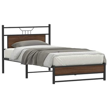 vidaXL Bedframe zonder matras 107x203 cm spaanplaat bruin, Verzenden, Nieuw