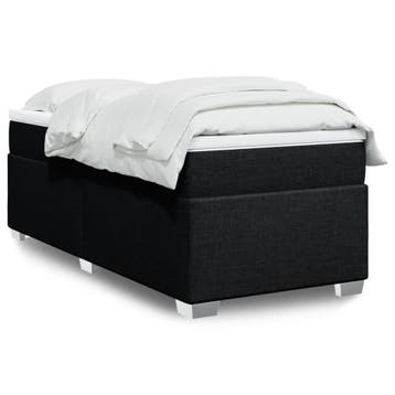 vidaXL Boxspring met matras stof zwart 90x200 cm, Verzenden
