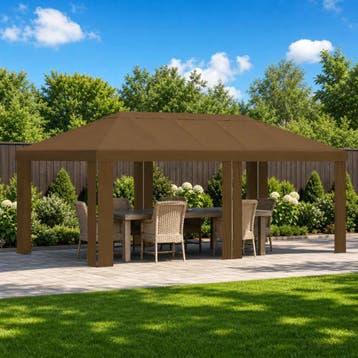vidaXL Tuinpaviljoenhoes 6 x 3 m Taupe Polyester 190 gsm, Verzenden