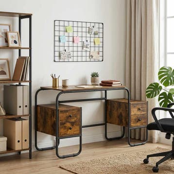 vidaXL Bureau met opslag Gerookt eiken 145 x 50 x 75 cm, Verzenden