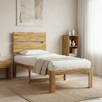 vidaXL Eenpersoonsbed met hoofdbord ROSTOCK Wit 90 x 200 cm, Verzenden, Nieuw