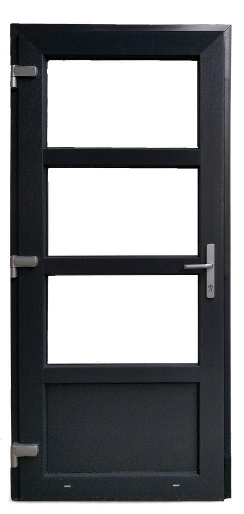PVC Deur 3/4 glas Basic Plus b98xh204 cm Antraciet Deurkruk, Doe-het-zelf en Bouw, Deuren en Vliegenramen, Nieuw, Glas, Kunststof