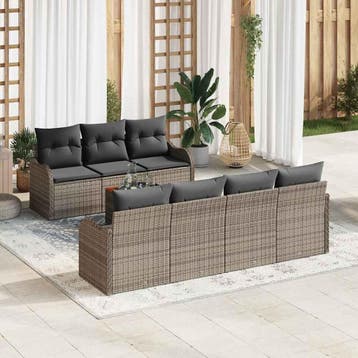 vidaXL Tuinbank Set 8 st Grijs poly rattan, Verzenden
