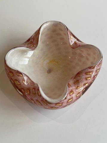 Asbak - Murano Pink, White and 24kt Gold-Leaf Biomorphic