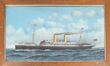Antonio Jacobsen (1850-1921) - Steamship Kursk (SS Polonia), Antiek en Kunst