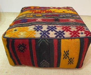 Kelim Poef - Kelim - 48 cm - 48 cm