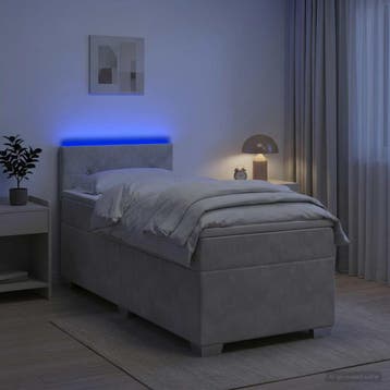 vidaXL Boxspringbed met matras en LED Lichtgrijs Enkel, Huis en Inrichting, Slaapkamer | Bedden, Verzenden, Nieuw