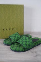 Gucci GG Canvas Slide Sandal “Green Monogram” - Slippers -, Nieuw