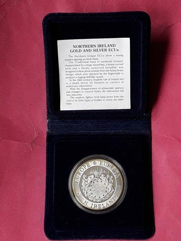 Irlande du Nord. Medal 1992 Silver Ecu .925 (Sans prix de